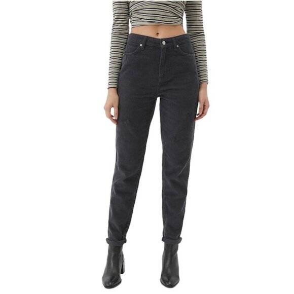 BDG Urban Outfitters Corduroy Pants Size 24 Charcoal Grey High-Rise Mom Tapered - Picture 3 of 12